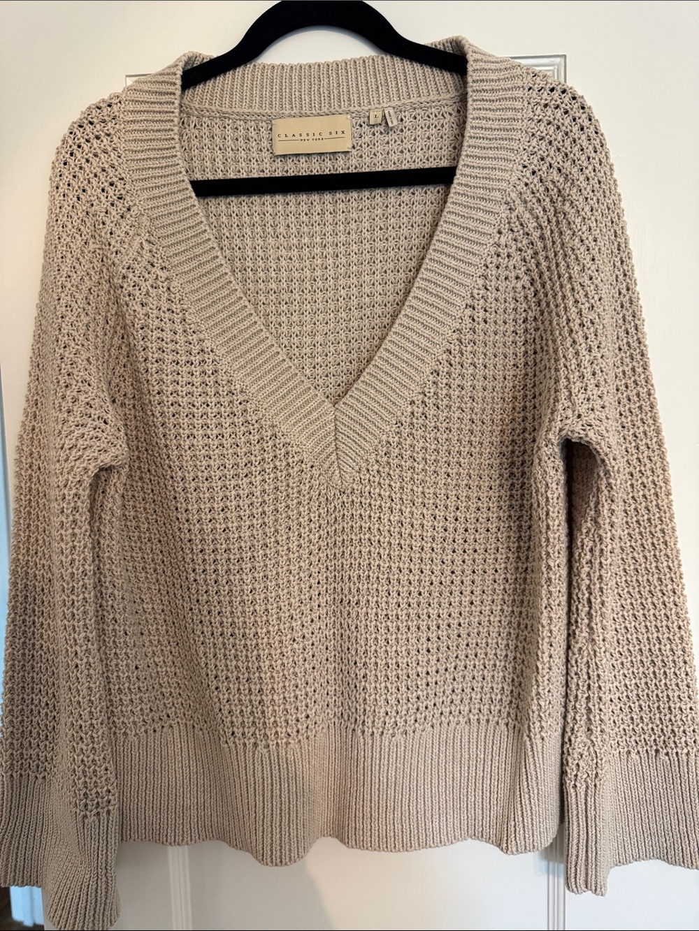 Classic Six Brigette linen sweater in oatmeal